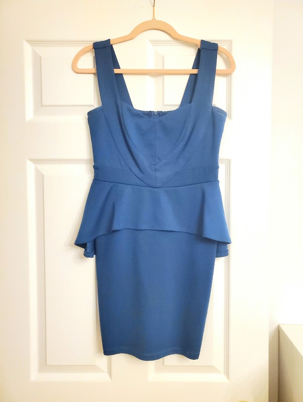 Teal Body Con Peplum Mini Dress